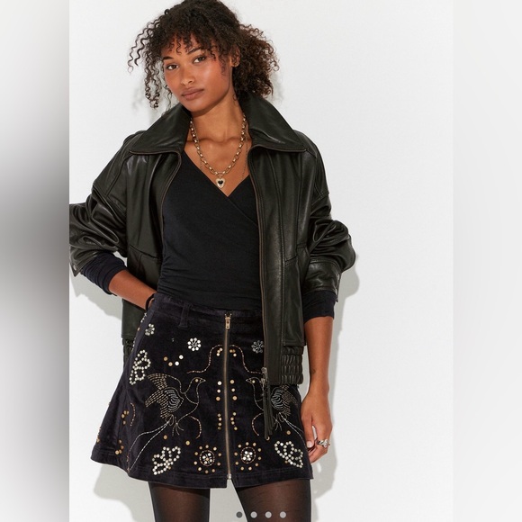 Free People Quetzal Mini Skirt Beaded Embroidery NWT 0 - Picture 2 of 14